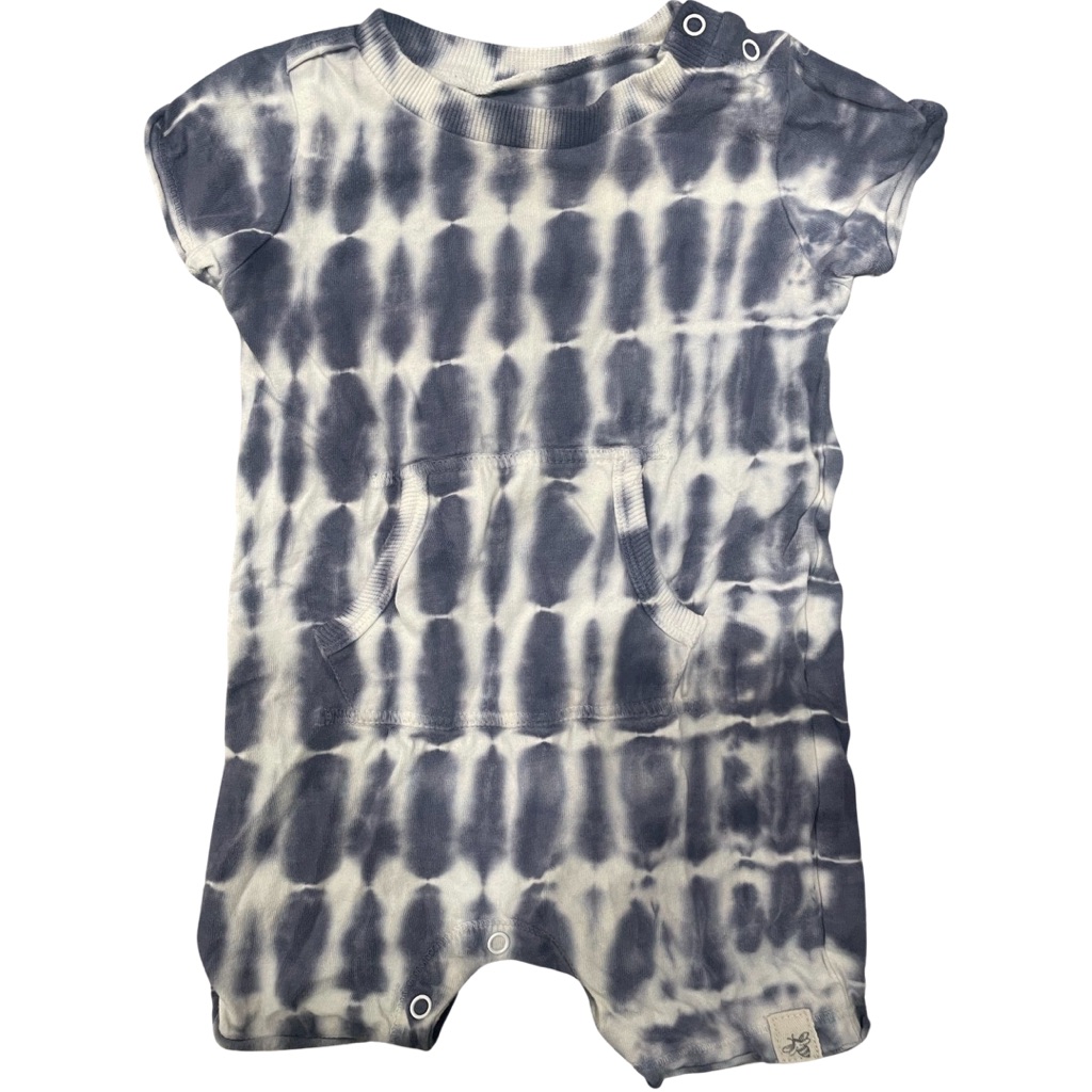 Burt’s Bees Baby Size 3-6’ Blue/White Tie Dye Shortie Romper